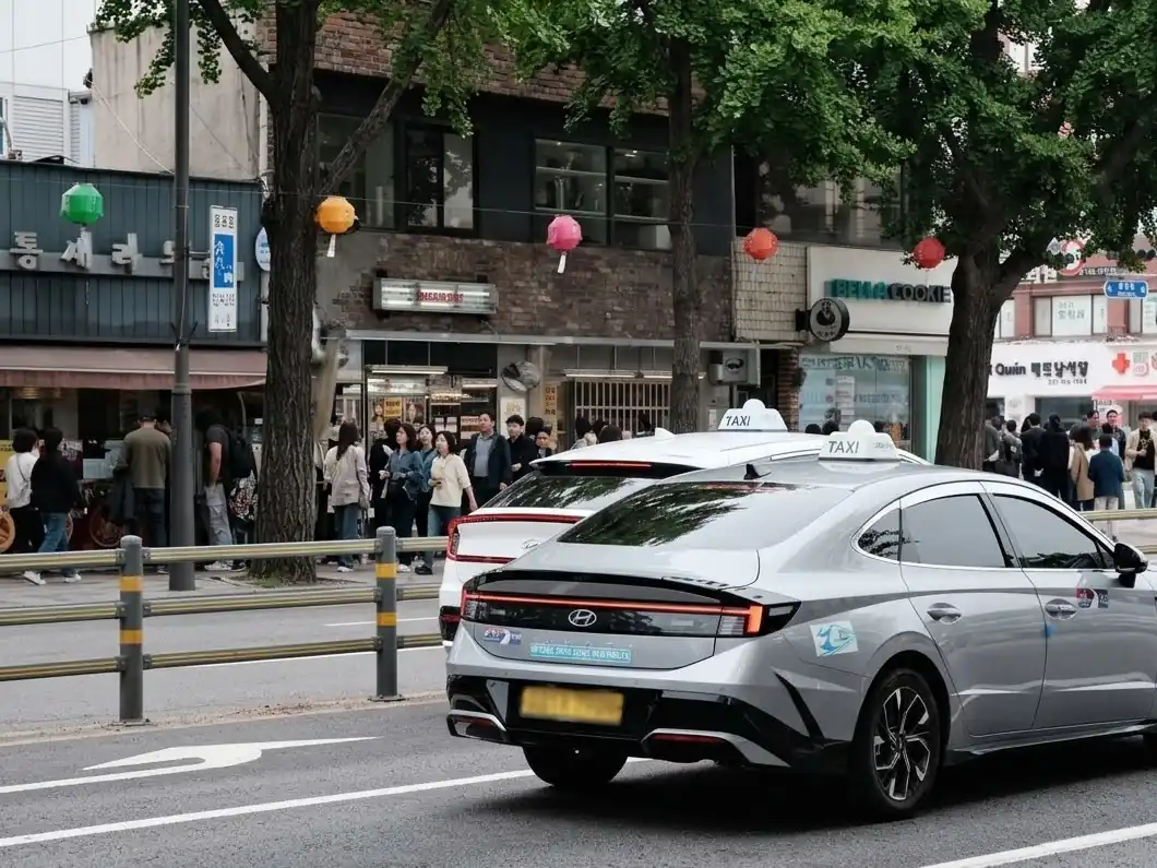 A Seoul taxi on a city street